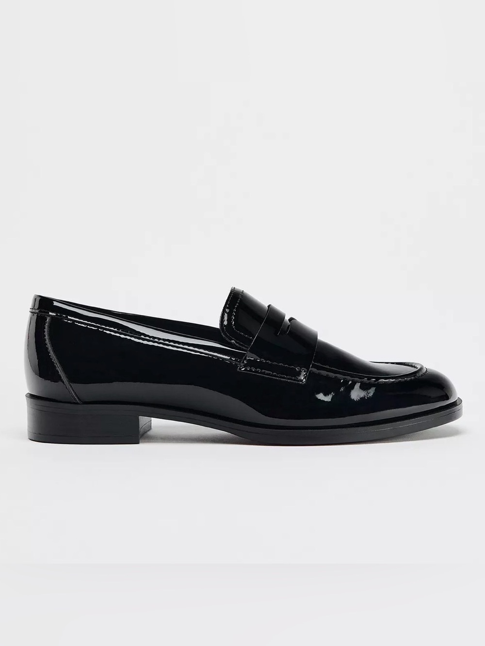 Zara Black Patent Leather Women’s Penny Loafers